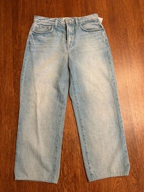 L'AGENCE Light Blue Denim Wide Leg Crop Jeans Size 26